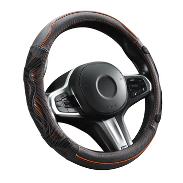 Valódi bőr kormányvédő 38 cm - fekete-narancs - csúszásmentes