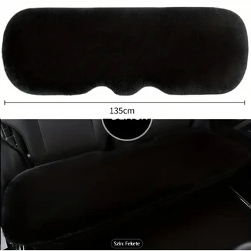 Puha szőrös ülésvédő hátsó ülésre - fekete - 45x135 cm