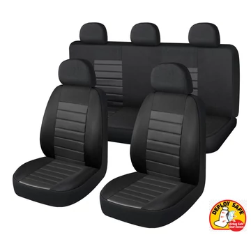 9 részes univerzális üléshuzat szett – 2 helyen osztható– légzsák kompatibilis – fekete/fekete