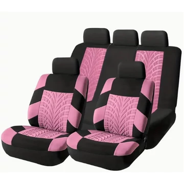 9 részes üléshuzat szett - 2 helyen osztható - univerzális - légzsákos - pink-fekete