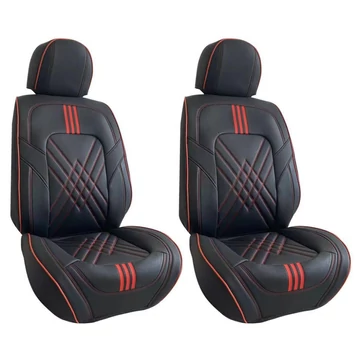 Prémium 3D műbőr üléshuzat szett - 2 db - légzsákos - légáteresztő - fekete/piros