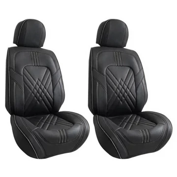 Prémium 3D műbőr üléshuzat szett - 2 db - légzsákos - légáteresztő - fekete