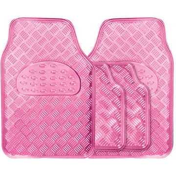 Alumíniumhatású univerzális gumiszőnyeg szett autóba 4 db – Pink