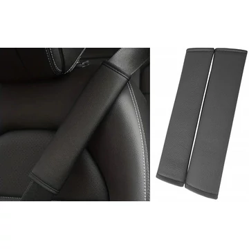 Műbőr biztonsági öv párna - fekete - 2db