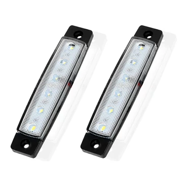6 LED-es szélességjelző lámpa – fehér – 12–24V – E jeles – IP65