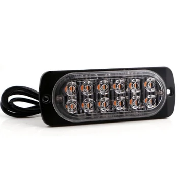 12 LED-es autós stroboszkóp lámpa – sárga – E-jeles – 12–24V – IP67