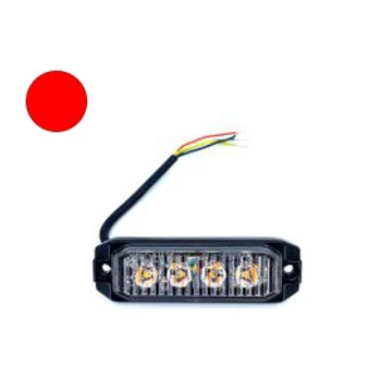 4 LED-es autós stroboszkóp lámpa – piros – E-jeles – 12–24V – IP67