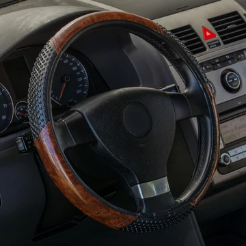 Kormányvédő gumis faborítással - 40cm - szintetikus