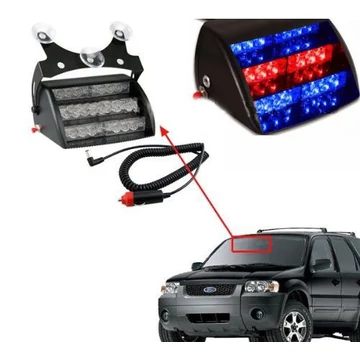 Szélvédő stroboszkóp - piros-kék - 4 funkciós - LED