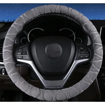 Szürke plüss kormányvédő - 38 cm