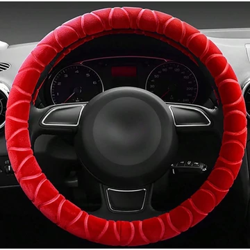 Piros plüss kormányvédő - 38 cm