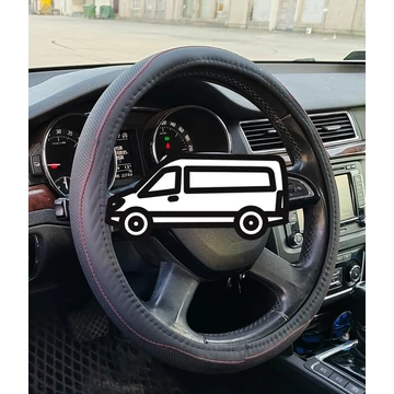 Műbőr kormányvédő - 42cm - fekete-piros - szintetikus