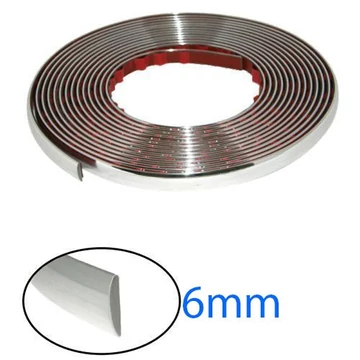 Króm díszcsík - 15m - 6mm - dekorációs - autóra