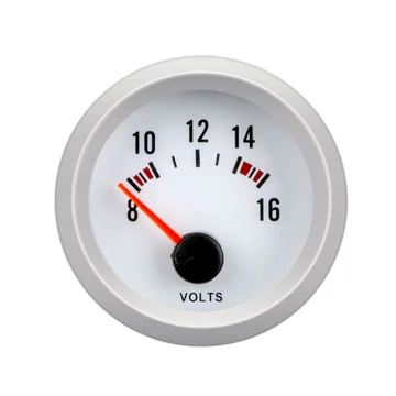 Autós feszültségmérő 12V - 52mm - fehér számlap - kék LED