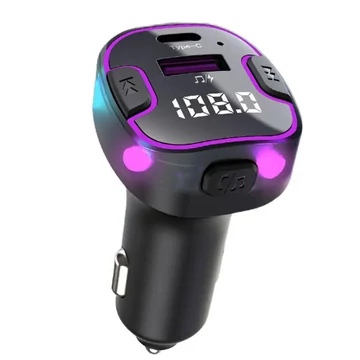 C49 Bluetooth kihangosító 5.3+EDR RGB FM transmitter 12/24V
