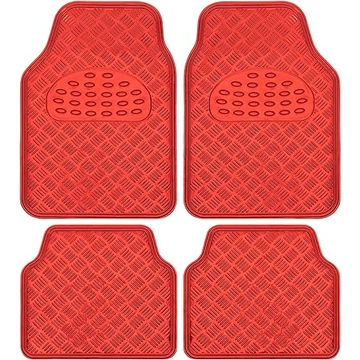 Alumíniumhatású univerzális gumiszőnyeg szett autóba 4 db – Piros