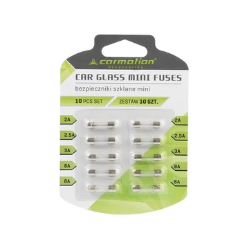 Autó biztosíték készlet - mini üveg biztosíték - vegyes amper