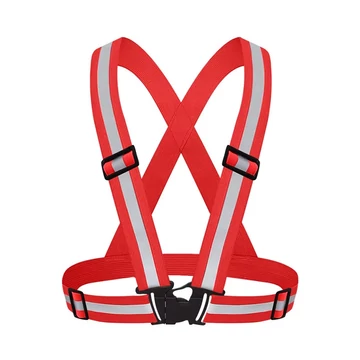 Láthatósági mellény - piros - fényvisszaverő csíkkal