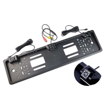 Rendszámtábla keret tolatókamera 8 LED 2 szenzor 12V
