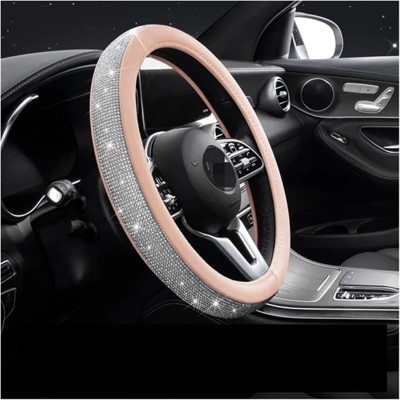 Kormányvédő rózsaszín 38cm strasszkristályokkal