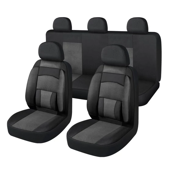 11 részes univerzális üléshuzat szett – 2 helyen osztható – légzsák kompatibilis – fekete/fehér