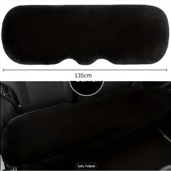 Puha szőrös ülésvédő hátsó ülésre - fekete - 45x135 cm