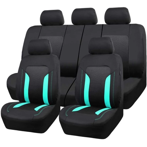 9 részes üléshuzat szett - osztható - légzsákos - tároló zsebbel - mentol-fekete