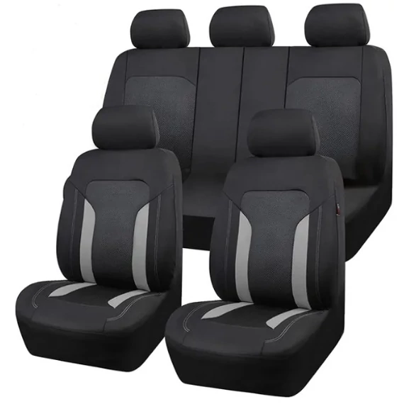 Univerzális üléshuzat szett - 9 részes - osztható - légzsák kompatibilis - tároló zseb - szürke-fekete
