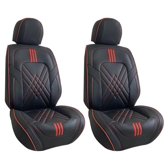 Prémium 3D műbőr üléshuzat szett - 2 db - légzsákos - légáteresztő - fekete/piros