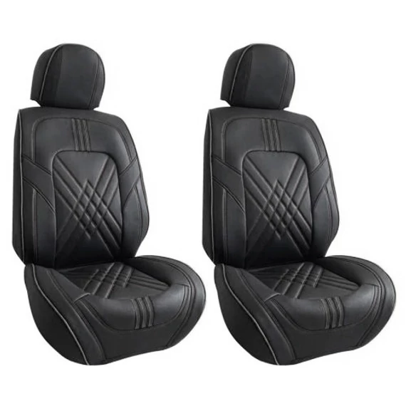 Prémium 3D műbőr üléshuzat szett - 2 db - légzsákos - légáteresztő - fekete