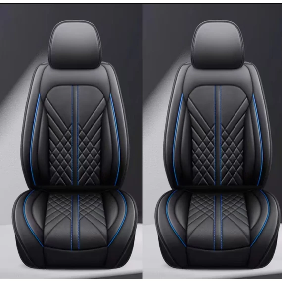 Prémium műbőr autó üléshuzat szett – 11 részes – légzsák kompatibilis – osztható – fekete/kék