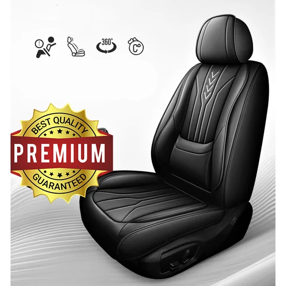 Prémium műbőr autó üléshuzat szett – 11 részes – légzsák kompatibilis – osztható – fekete