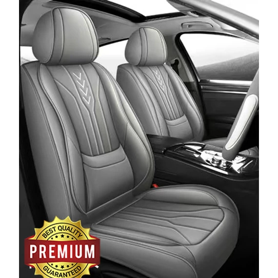 Prémium műbőr autó üléshuzat szett – 11 részes – légzsák kompatibilis – osztható – fekete/szürke