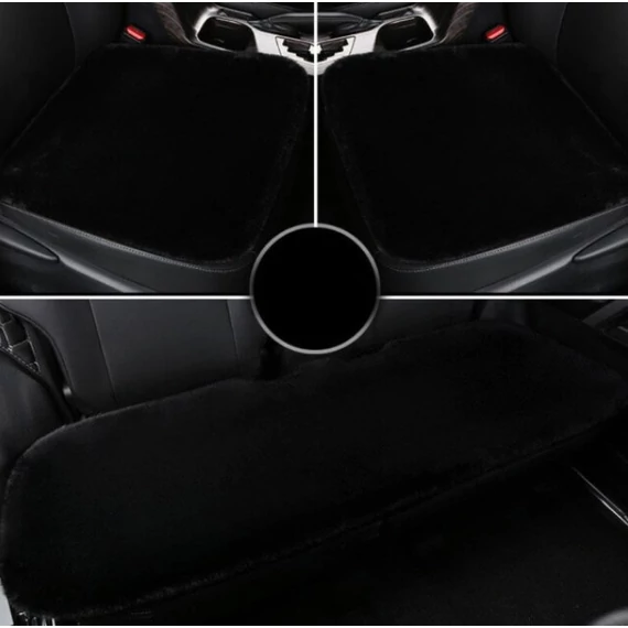 Puha szőrös ülésvédő szett - fekete - első és hátsó ülésre