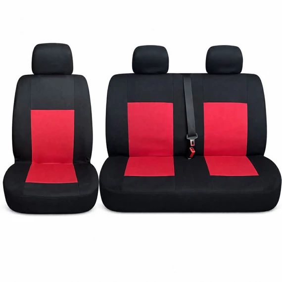 1+2 furgon üléshuzat fekete-piros 5 mm habszivaccsal