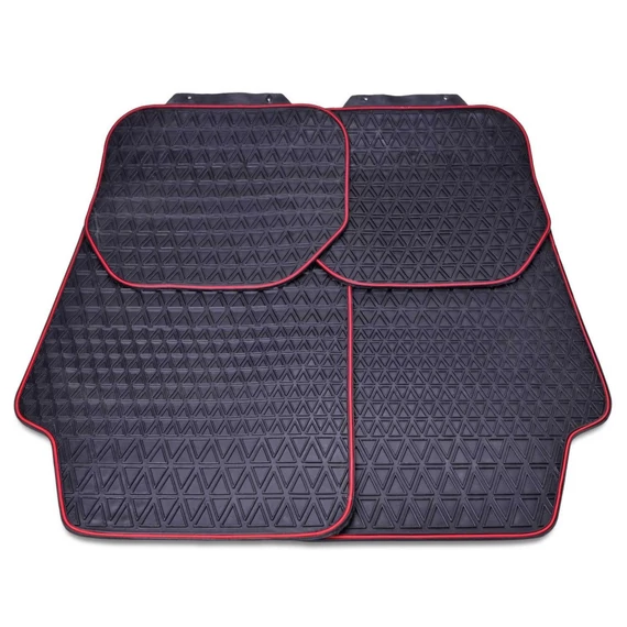 Autó gumiszőnyeg szett 4 db - fekete piros szegéllyel