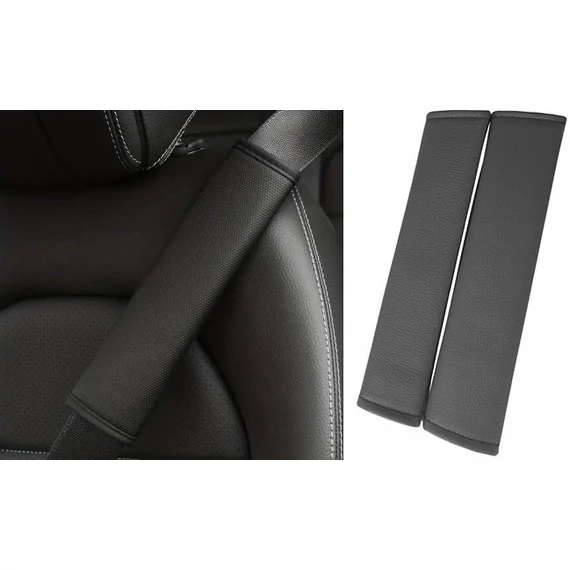 Műbőr biztonsági öv párna - fekete - 2db