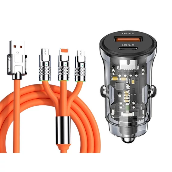 Gyors töltő USB - USB-C - 3 az 1-ben kábel - 6A - 120W - 12-24V