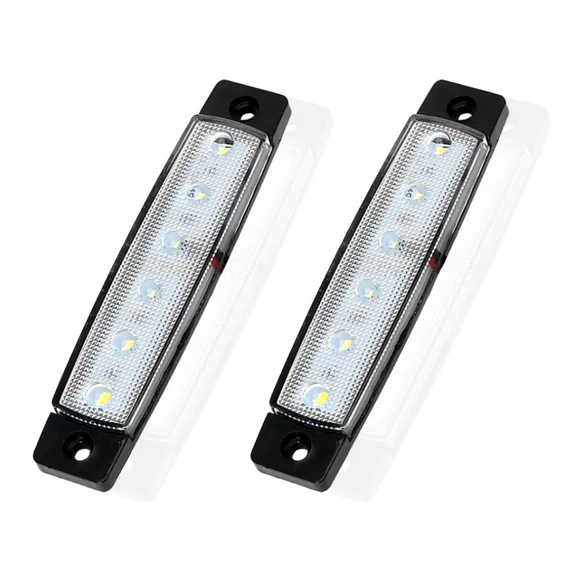 6 LED-es szélességjelző lámpa – fehér – 12–24V – E jeles – IP65