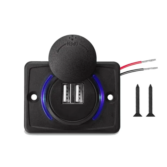 Kettős USB töltőaljzat 3.1A - 12/24V - vízálló - LED