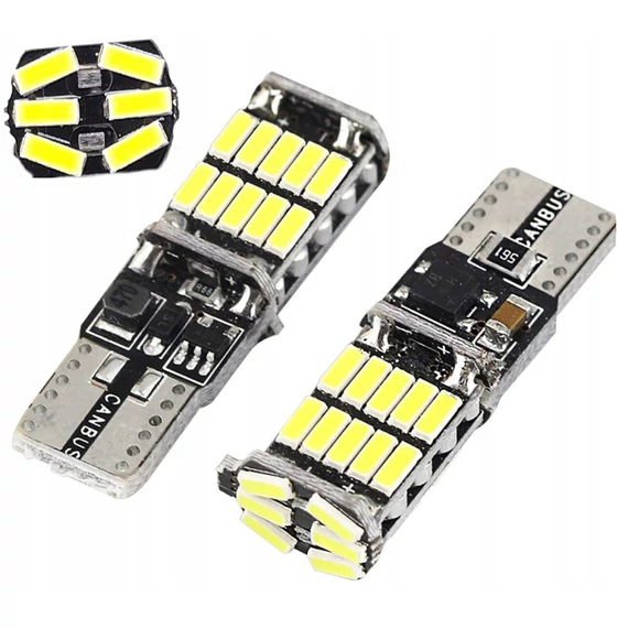 T10 LED izzó 26SMD 4026 CANBUS 12/24V fehér 2db
