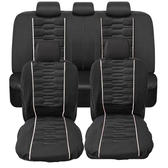 9 részes üléshuzat szett - légzsákos - fekete/fehér csíkos - univerzális