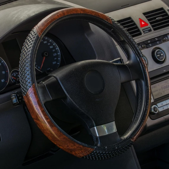 Kormányvédő gumis faborítással - 40cm - szintetikus