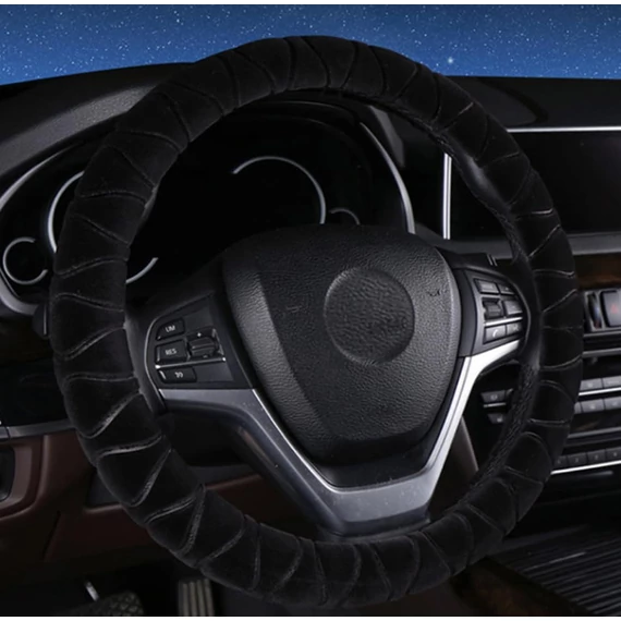 Autós kormányvédő plüss – fekete – 38 cm