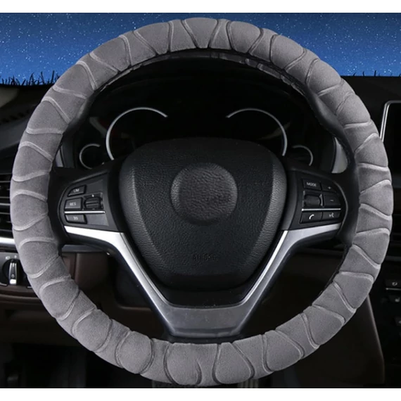 Szürke plüss kormányvédő - 38 cm