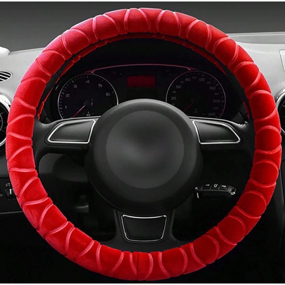 Piros plüss kormányvédő - 38 cm