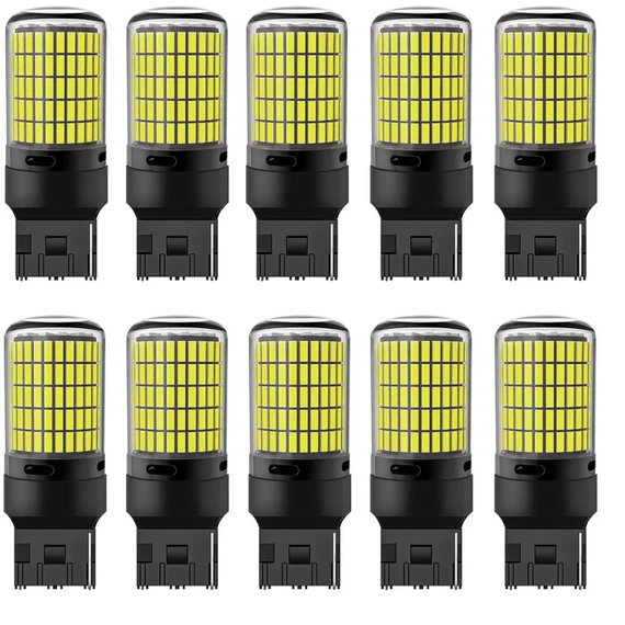 7440 LED izzó T20 W21W 144SMD 12-48V CANBUS - fehér (10 db)