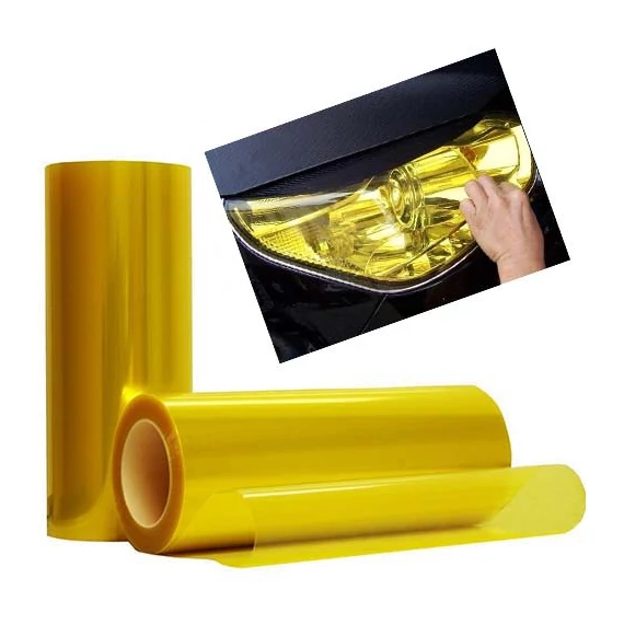 Autó lámpa fólia - sárga - 1m x 30cm