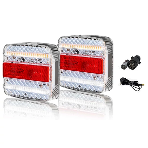 E-jeles LED utánfutó hátsó lámpa szett – 7 pólusú csatlakozóval, komplett világítás 12/24V