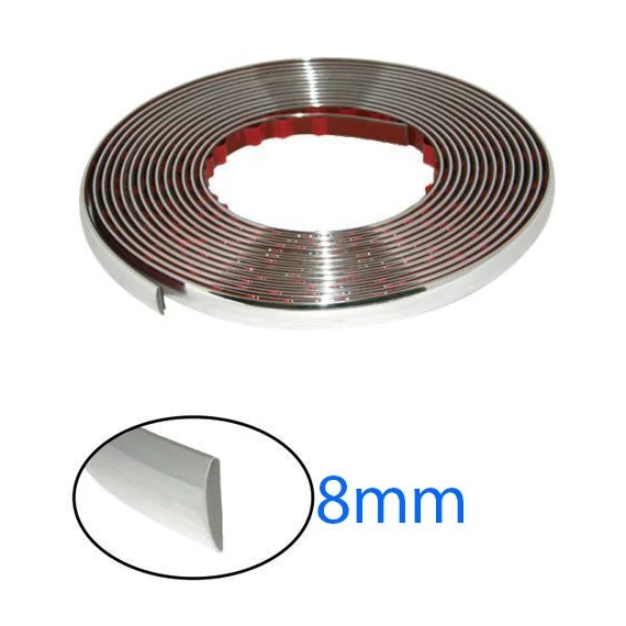 Dekorációs króm díszcsík 15m hosszú 8mm széles